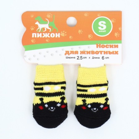 Nosking socks "bee", size S (2.5/3.5 * 6 cm), set 4 pcs, yellow-2