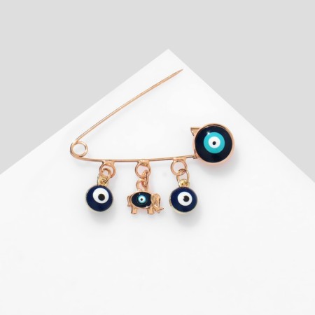 Bulavka-reinforcing "Health", 3 pendants 3.5 cm, blue color in gold-3