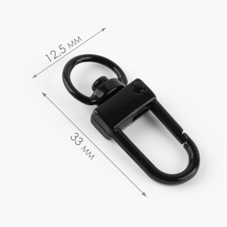 Metal carbine, 33 × 12.5 mm / 10 × 1.25 mm, 5 pcs, black matte color-1