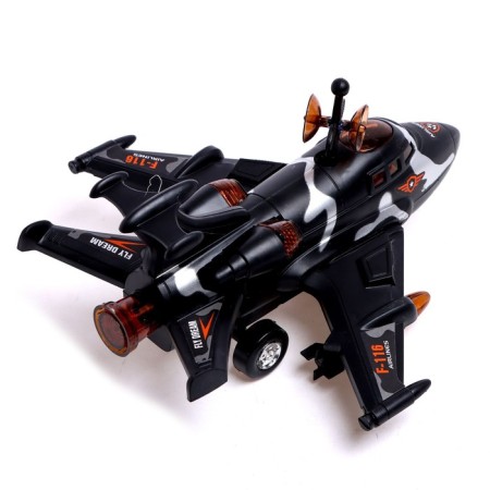 A plane F-116, light and sound, works from batteries, black color-2