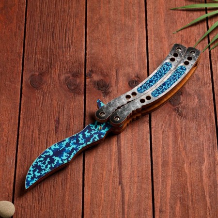 Wooden souvenir "Butterfly knife" blue-1