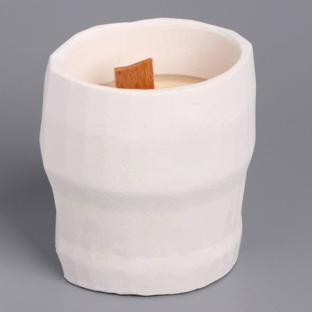 A candle made of soy wax in the kashpo "Geometric head", 9x7.5 cm, white-2