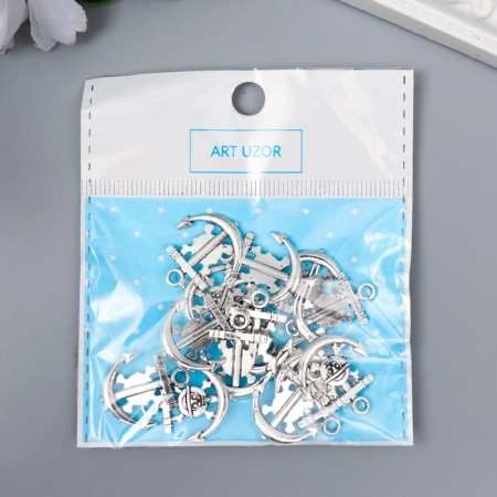 Decor for creativity Metal "Anchor with a skull" silver G131B522 2.2x1.9 cm-3
