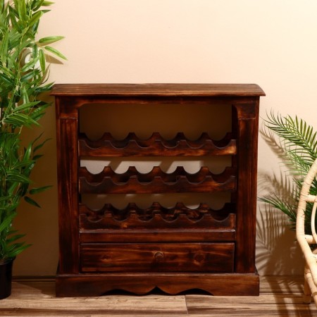 Barbali bottles stand 80x23x80 cm, Albezia tree, brown-1
