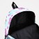 A backpack with a zipper, 3 outer pockets, blue/lilac color