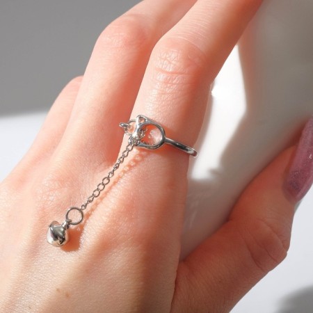 Ring "chain" of a cat, the color is silver, dimensionless-2