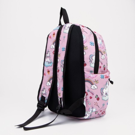 School backpack from lightning textiles, external pocket, penalty, pink color-2