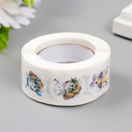 Stick Paper "Beast with glasses" d = 2.5 cm 500 pcs in a roll 3x6.5x6.5 cm-2