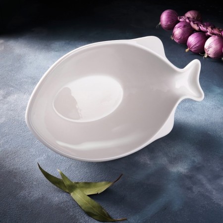 Porcelain salad magistro "fish", 2 l, 31 × 17 × 10.5 cm, white color-6