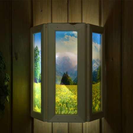 Wooden lampshade "dandelions" with glass inserts with UV seal, 33x29x12cm