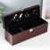 Casket wood, leatherette to the bottle "Brown with a white line" 4 objects 36x11x12 cm
