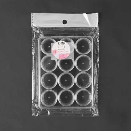 Container for needlework, 12 jars d = 2.3 cm, 12.5 × 9.5 × 2 cm, the color is transparent-5