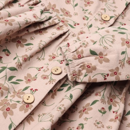 Платье для девочки MINAKU: Cotton collection цвет бежевый в цветочек, рост 104 см-3