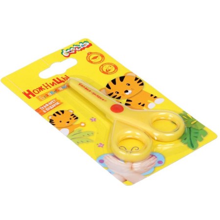 Baby scissors 9 cm "Kalyaka-Malyak", safe, metal blades, plastic handles-1