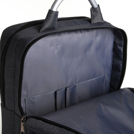 City backpack on a zipper, 2 pockets, with USB, gray color-5