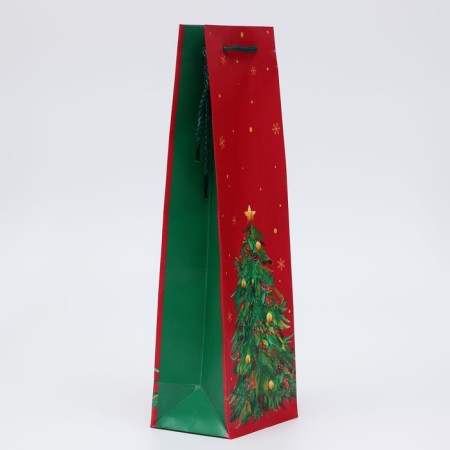New Year. New Year's gift package for a bottle, packaging "Christmas tree", 12 x 36 x 8.5 cm.-1