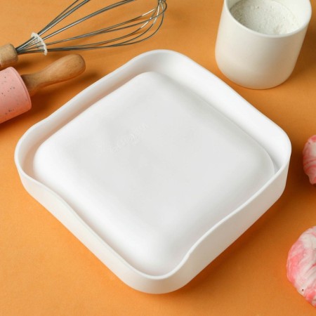 Form for mousse desserts and baking konfinetta "quadro", silicone, 18.5 × 5 cm, white color-7