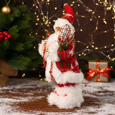 Santa Claus "in a red fur coat, cap and gifts" 30 cm-1