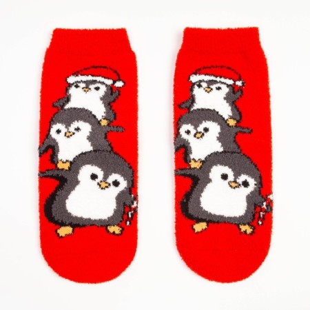 Women's socks "Penguins", red color, size 36-40-1