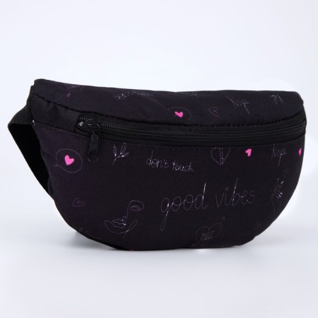 Bag on the belt Good Vibes, 32x8x15 cm, lightning departure, black-1