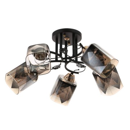 Chandelier 10101/5 5x60W E27, black/amber, 56x56x28 cm