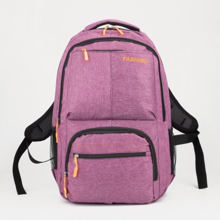 Backpack, 2 lightning departments, 2 outer pockets, 2 side pockets, pink color