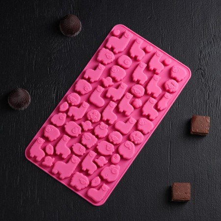 Form for marmalade Dailyan "Farm", silicone, 23 × 12.5 × 1 cm, 53 cells, mix color-5