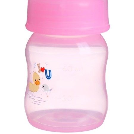A bottle for feeding is colored, classic throat, 60 ml., From 0 months., Mix drawing for a girl-11