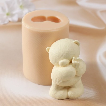 Silicone Mold "Bear with a gift" silicone 8x5.5x5 cm