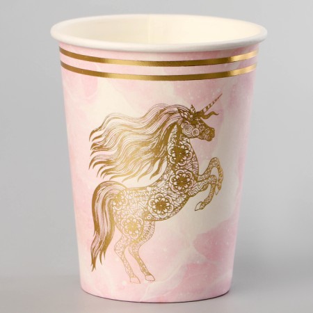 Paper glasses "Golden Unicorn", 6 pcs.