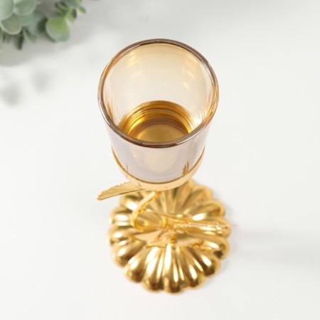 Summary metal, glass per 1 candle "Golden Flower" d = 4.7 cm 10.7x9.5x24.2 cm-5