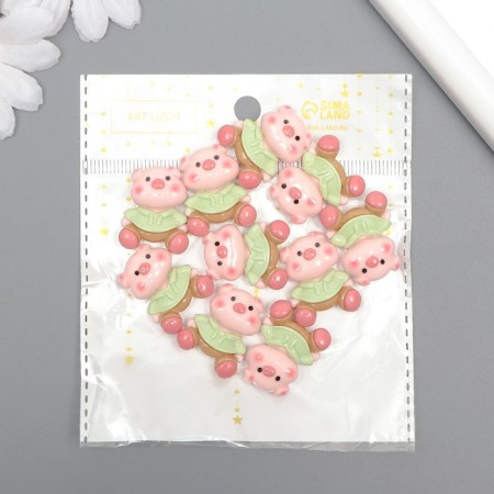 Decor for creativity plastic "Piggy in the green blouse" 2.6x2x1 cm-3