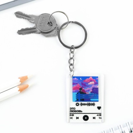 Keychain for keys Acrylic player "This is love", 3.5 x 10 cm-3
