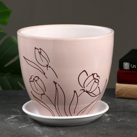 Flower Pot "Flowers" 5 l, white-1