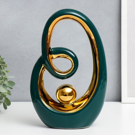 Souvenir Ceramics "Abstraction. Infinity. Ball" dark green with gold 26x17 cm
