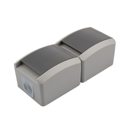 Vertical Block 2 outlet Industrial IP54 with grounding, o/y, gray kranz