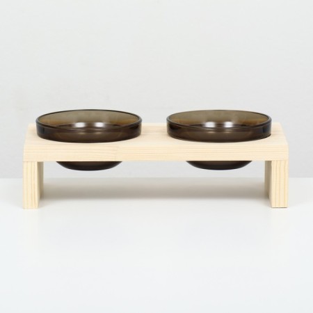 Double stand with dark glass bowls 30 x 14.5 cm x 6.5 cm, 2x250 ml-1
