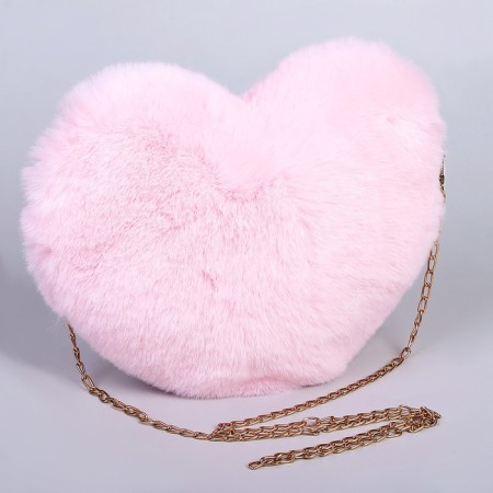 Plush bag "Heart", 25 x 20 x 3 cm, pink color-1