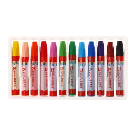 Loads wax 12 colors Brauberg Academy, thickened, hexagonal, oil -based-2