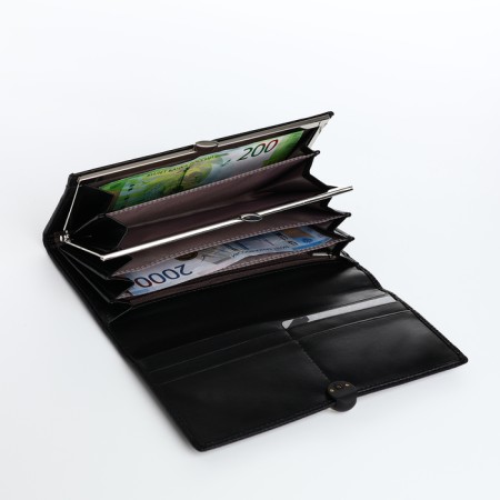 Women's wallet on magnets, black color-3