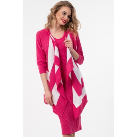 Cardigan female, size 50, white, pink color-1