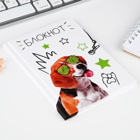 Notepad A6 in a solid cover, 40 sheets "Dog with glasses"-3