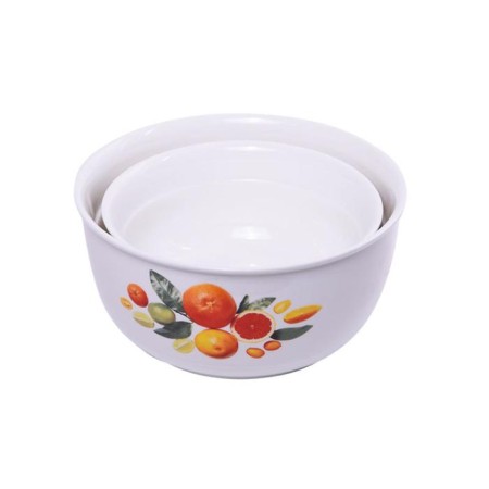 A set of 2 ceramic salad bowls with silicone covers, 0.6/1.2 l-4