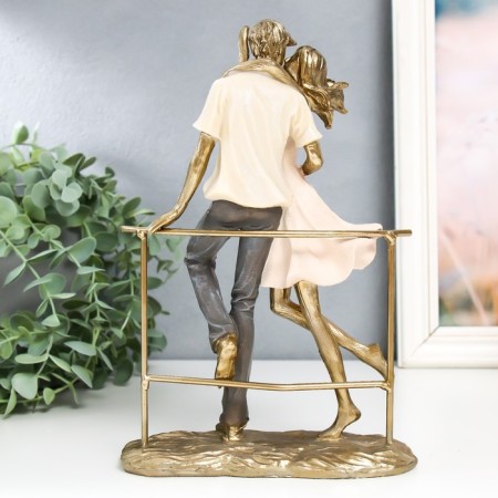 Polystone souvenir "Lovers - Kiss at the parapet" Sand 8x17x25 cm-2