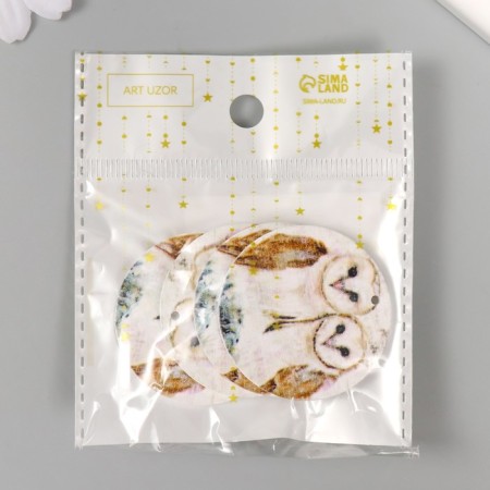 Decor for creativity wood "Circle. Polar owls" d = 4 cm-2