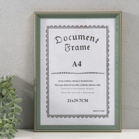 Photo frame Plastic A4 Format "Green Fit" with a gold stroke of 1.4x23.7x32.2 cm