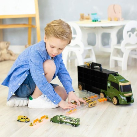 Auto -Vorot Case Givito Militari, with cars, with a tunnel, green color, 59 cm-1