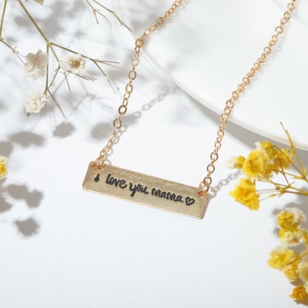 Pendant I love you mama, black color in gold, 47 cm
