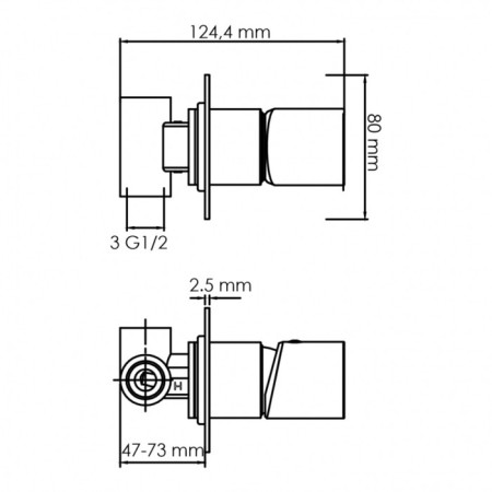 Shower mixer Wasserkraft Elbe 7452, 1 exit, brass, black-1
