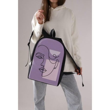 Backpack School Textile Face Line, 25x13x37 cm, lilac color-7